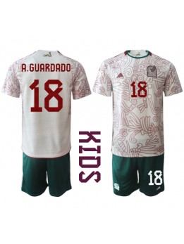Mexiko Andres Guardado #18 Auswärts Trikotsatz für Kinder WM 2022 Kurzarm (+ Kurze Hosen)